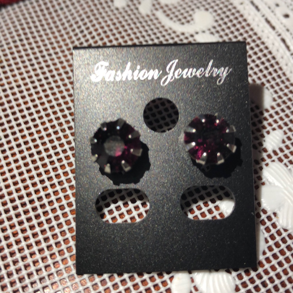 Dark Ruby Red Diamond Earrings